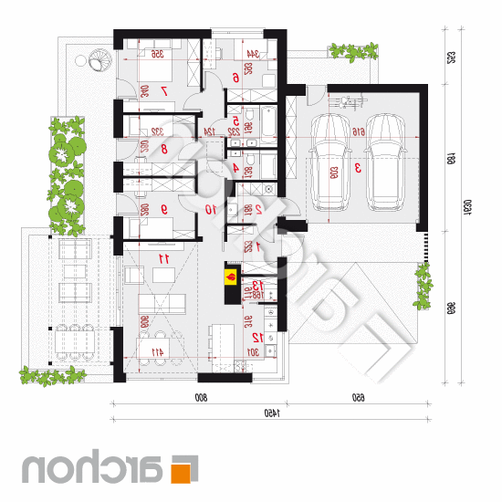 Dom w kosaćcach 25 (G2) | rzut parteru