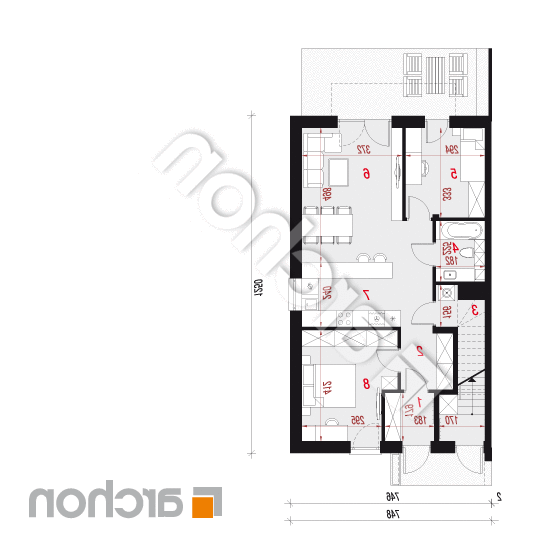 Dom w bratkach 2 (R2B) ver.3 | rzut parteru