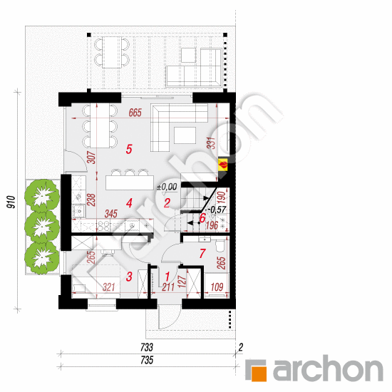 Dom w arkadiach 9 (B) | rzut parteru