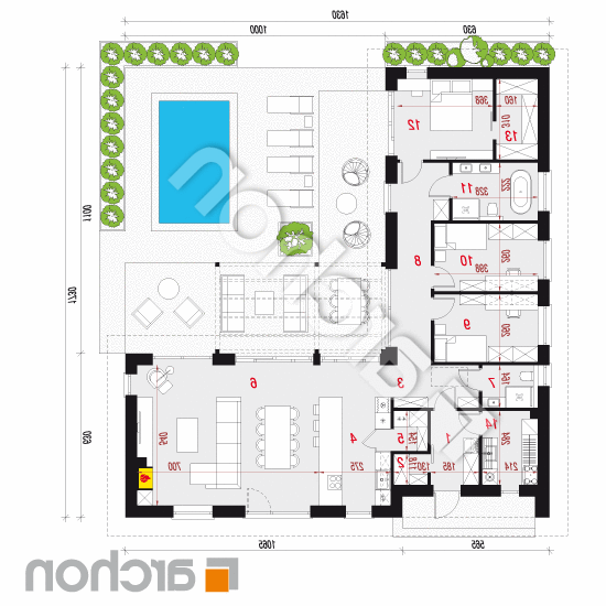 Dom w dalbergiach (E) | rzut parteru