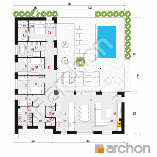 Dom w dalbergiach (E) | rzut parteru