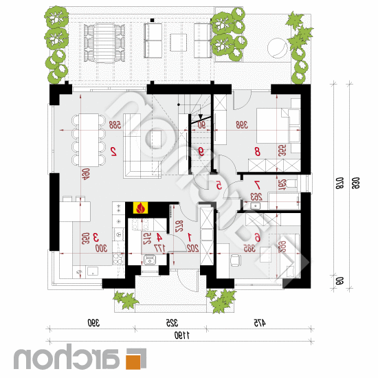 Dom w kotewkach 5 (E) | rzut parteru